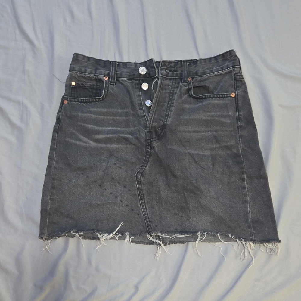 Edgy Charcoal Denim Mini Skirt